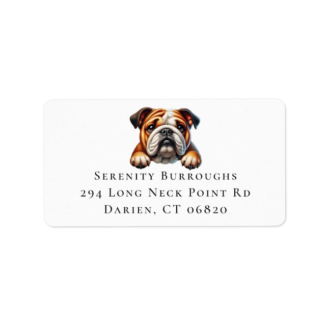 Cute English Bulldog Cartoon Puppy Dog Lover Label (Front)