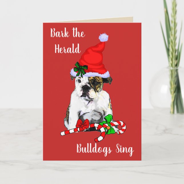 Cute English Bulldog Christmas Holiday Card (Front)
