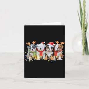 Cute English Bulldog Christmas Lights Xmas Bulldog Card