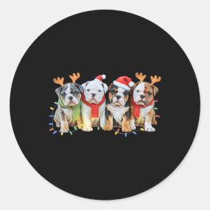 Cute English Bulldog Christmas Lights Xmas Bulldog Classic Round Sticker