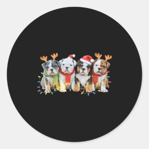 Cute English Bulldog Christmas Lights Xmas Bulldog Classic Round Sticker