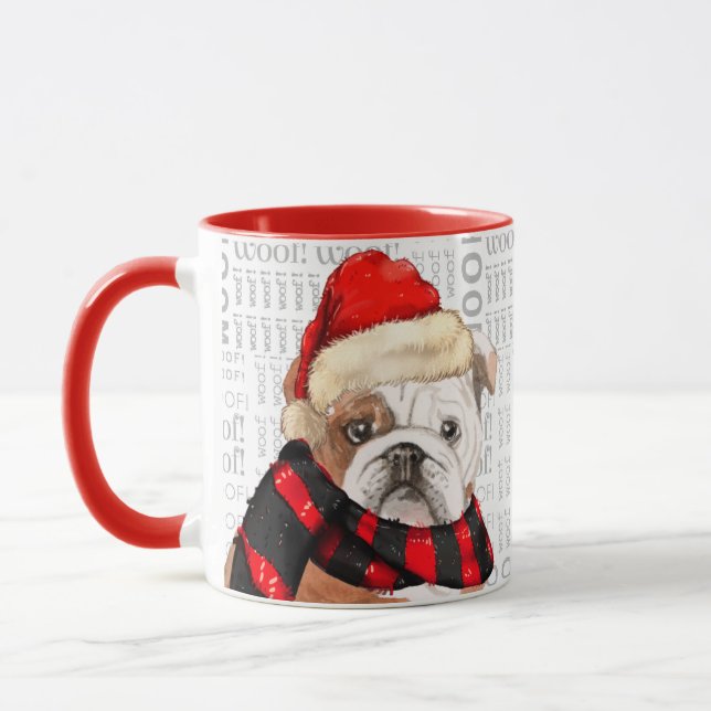 Cute English Bulldog Christmas Themed Mug (Left)