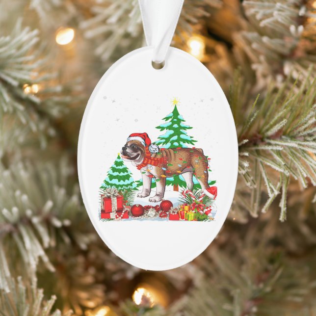 Cute English Bulldog Christmas Xmas Pet Lover Gift Ornament (Tree)