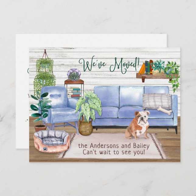 Cute English Bulldog Cosy New Home Moving          Announcement Postcard (Front/Back)