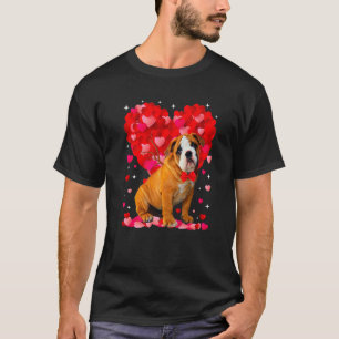 Cute English Bulldog Dog Valentines Day Heart Pupp T-Shirt