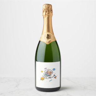 Cute English Bulldog Galaxy Dog Owner Gift Sparkling Wine Label