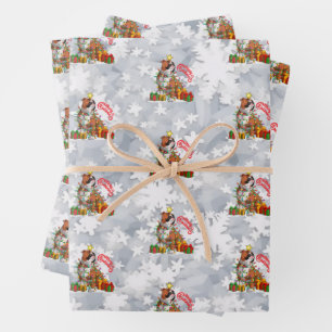 Cute English Bulldog Merry Christmas Lights Gifts Wrapping Paper Sheet