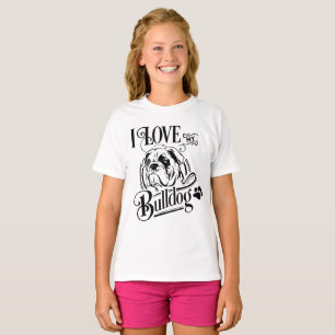 Cute English Bulldog Mum Puppy Dog Mascot Girls T-Shirt