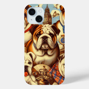 Cute English Bulldog Painting iPhone 15 Case