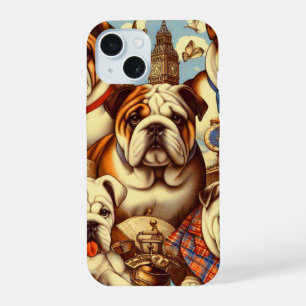 Cute English Bulldog Painting iPhone 15 Case