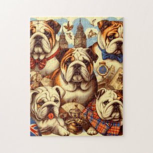 Cute English Bulldog Painting Jigsaw Puzzle