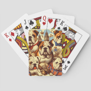 Cute English Bulldog Painting Playing Cards