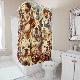 Cute English Bulldog Painting Shower Curtain