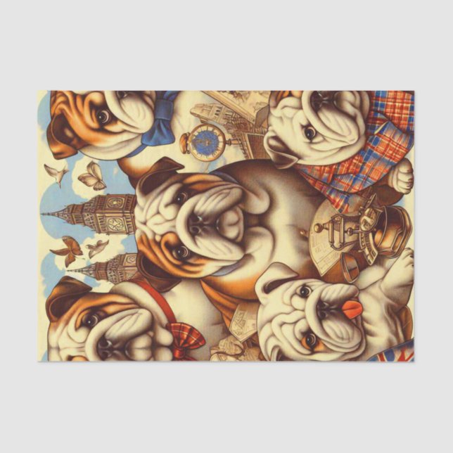 Cute English Bulldog Painting Tissue Paper (Front)