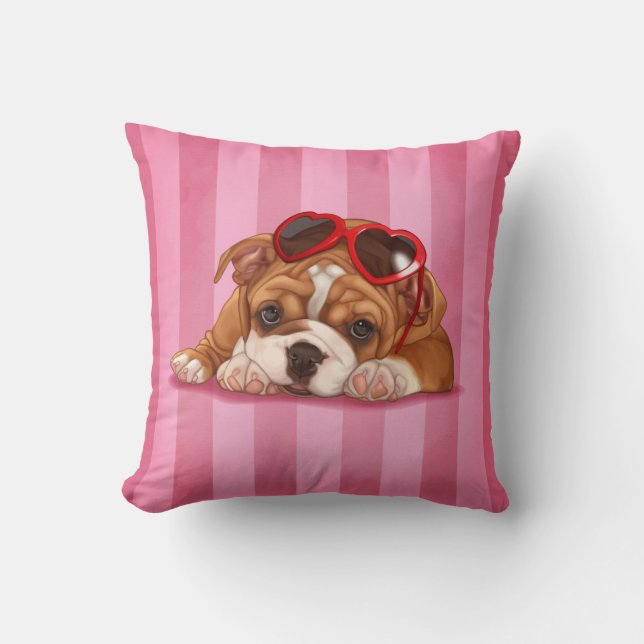 Cute english bulldog puppy cushion (Front)
