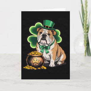 Cute English Bulldog Shamrock Women Men St Patrick Card