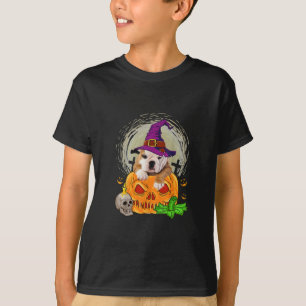 Cute English Bulldog Witch Pumpkin Halloween Dog T-Shirt