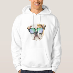 Cute english bulldog with sunglasses, Funny puppy Hoodie