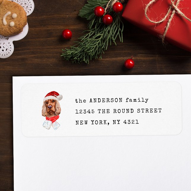 Cute English Cocker Christmas Dog Return Address (Creator Uploaded)