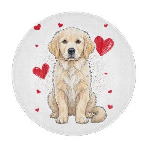 Cute English Cream Golden Retriever Dog Cutting Board