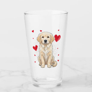 Cute English Cream Golden Retriever Dog Glass