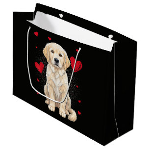 Cute English Cream Golden Retriever Dog Large Gift Bag