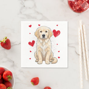Cute English Cream Golden Retriever Dog Napkin