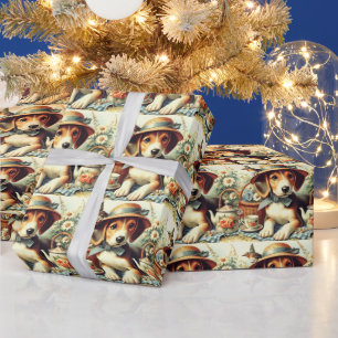 Cute English Foxhound Painting Wrapping Paper