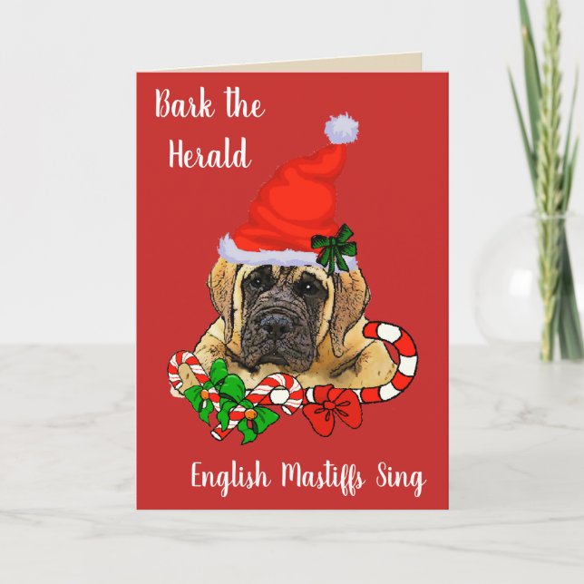 Cute English Mastiff Puppy Christmas Holiday Card (Front)