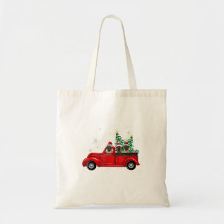Cute English Mastiffs Riding Red Truck Tote Bag