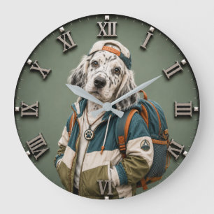 Cute English Setter Puppy  Large Clock
