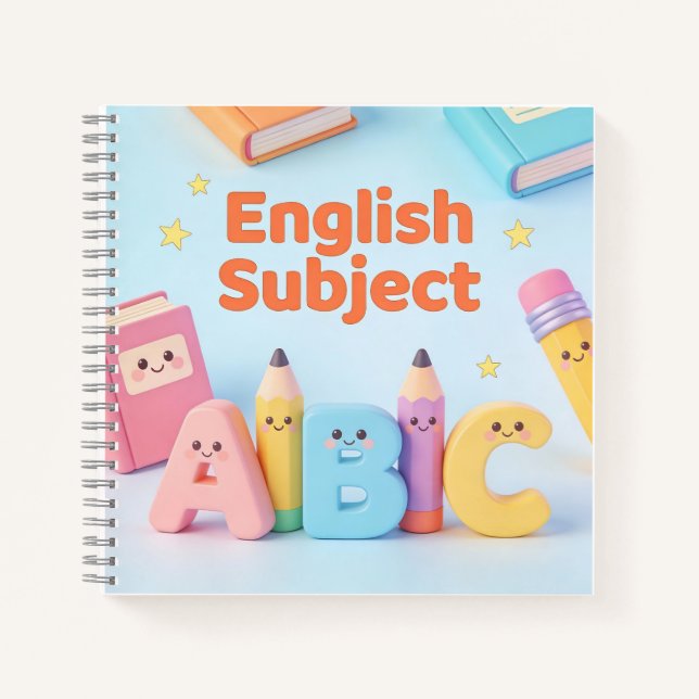 Cute English Subject ABC Learning Kawaii Notebook  (Front)
