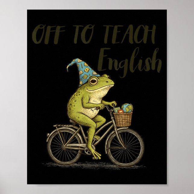 Cute English Teacher Funny Frog Teaching Poster (Front)