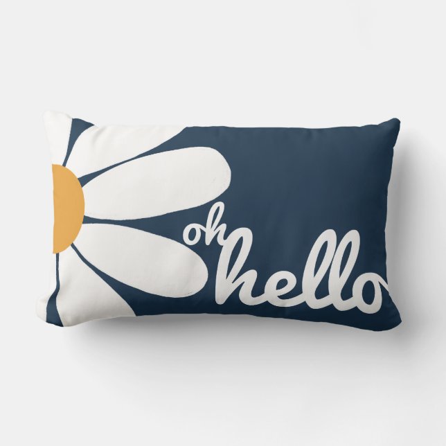 Cute Entryway Pillow with White Daisy, Oh, Hello (Front)