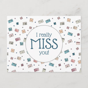 Cute Envelopes Really Miss You Teacher Postcard