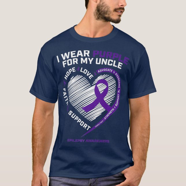 Cute Epilepsy Gifts Products Purple Uncle T-Shirt (Front)