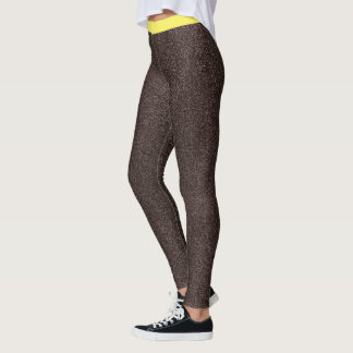 Cute Epresso Yellow Sparkle Glitter Pattern Stripe Leggings