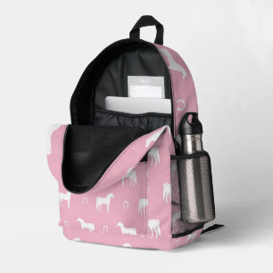 Cute Equestrian Horse Pattern Pink Printed Backpack