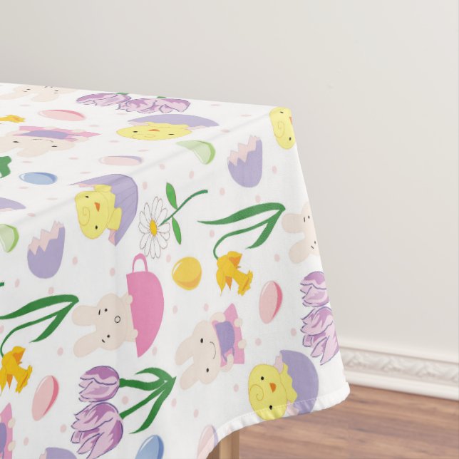 Cute Esater Bunny and chicks Holiday tablecloth (In Situ)