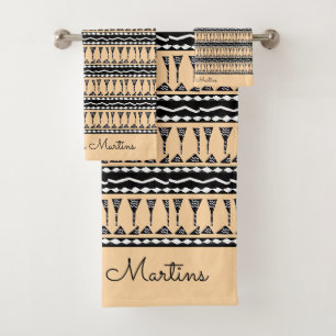 Cute Ethnic, African Art, Traditional Pattern Bath Towel Set