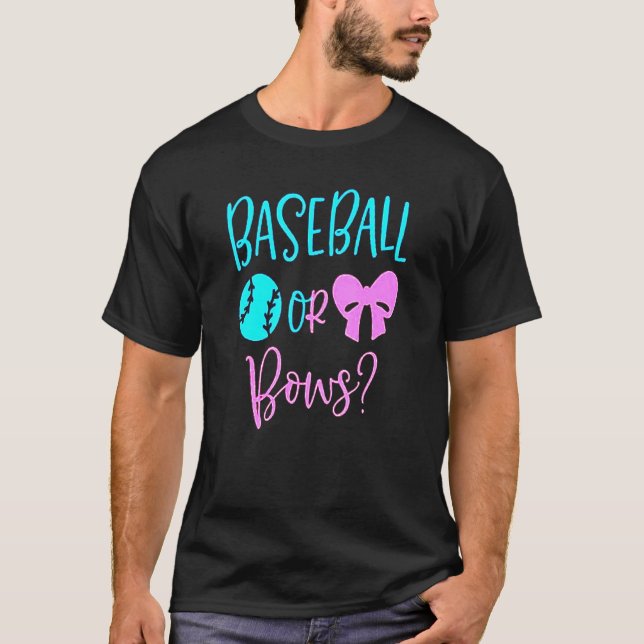 Cute Ethnic Baseball or Bows Gender Reveal Party I T-Shirt (Front)