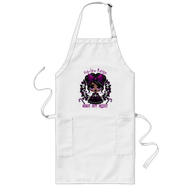 Cute Ethnic Goth Girl Purple Gothic Christmas Long Apron (Front)