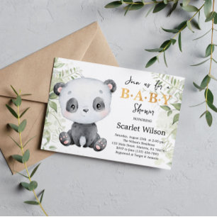 Cute Eucalipt Baby Panda Baby Shower Invitation
