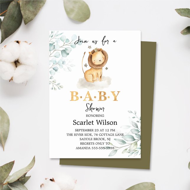 Cute Eucalipt Lion King Baby Shower Invitation (Creator Uploaded)