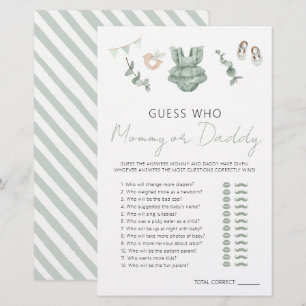 Cute Eucalyptus Baby Shower Mummy or Daddy Game