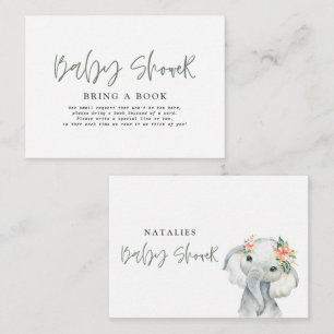 cute eucalyptus elephant baby shower bring a book card