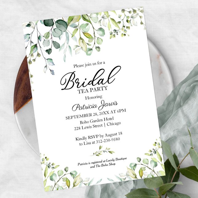 Cute Eucalyptus Greenery Bridal Tea Party Invitation (Creator Uploaded)
