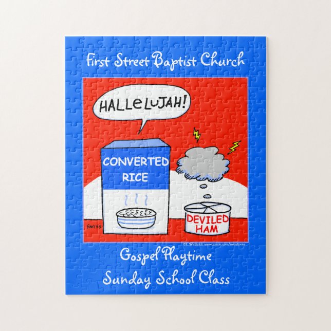 Cute Evangelical Christian Cartoon Church Kitchen Jigsaw Puzzle (Vertical)