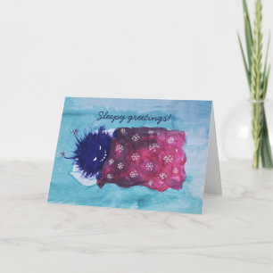 Cute Evil Bug Loves To Relax Sleepy Greetings Card