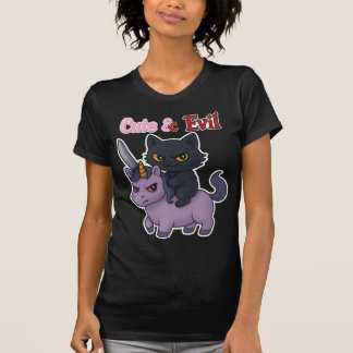 Cute Evil Cat Riding Unicorn Kawaii Goth Bratcore T-Shirt